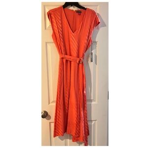 Elegant Orange Belted Dress